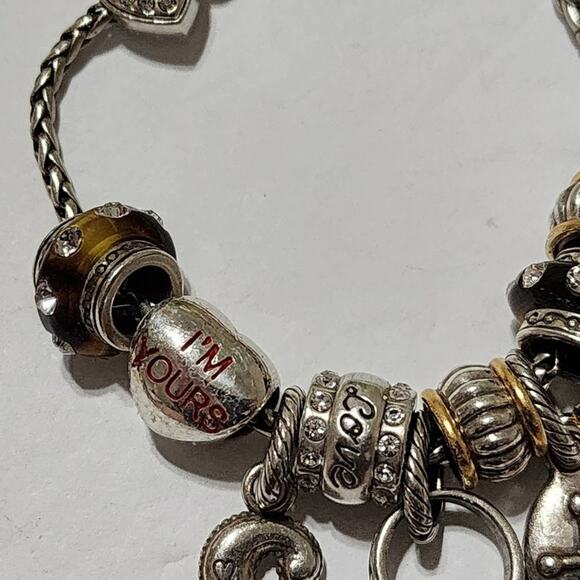 Brighton love, ring, cross, C, "I'm yours" silver‎ plated charm bracelet - Picture 5 of 6